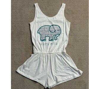 Ivory Ella Romper‎ Drawstring Waist Casual Comfy White Size S